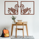 Origami Swan Couple Metal Wall Art – Geometric Mirrored Swan Design for Modern Interiors- KAF581