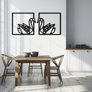Origami Swan Couple Metal Wall Art – Geometric Mirrored Swan Design for Modern Interiors- KAF581