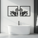 Origami Swan Couple Metal Wall Art – Geometric Mirrored Swan Design for Modern Interiors- KAF581