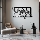 Cozy Window Cats Metal Wall Art – Cute Cartoon Trio Design for Pet Lovers- KAF582