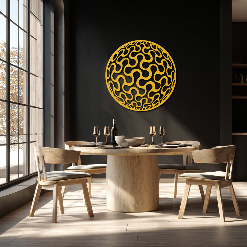 Abstract Sphere Pattern Metal Wall Art – Modern Round Geometric Decor for Home or Office - KAF585