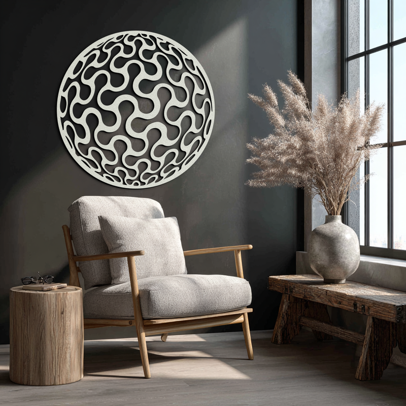 Abstract Sphere Pattern Metal Wall Art – Modern Round Geometric Decor for Home or Office - KAF585