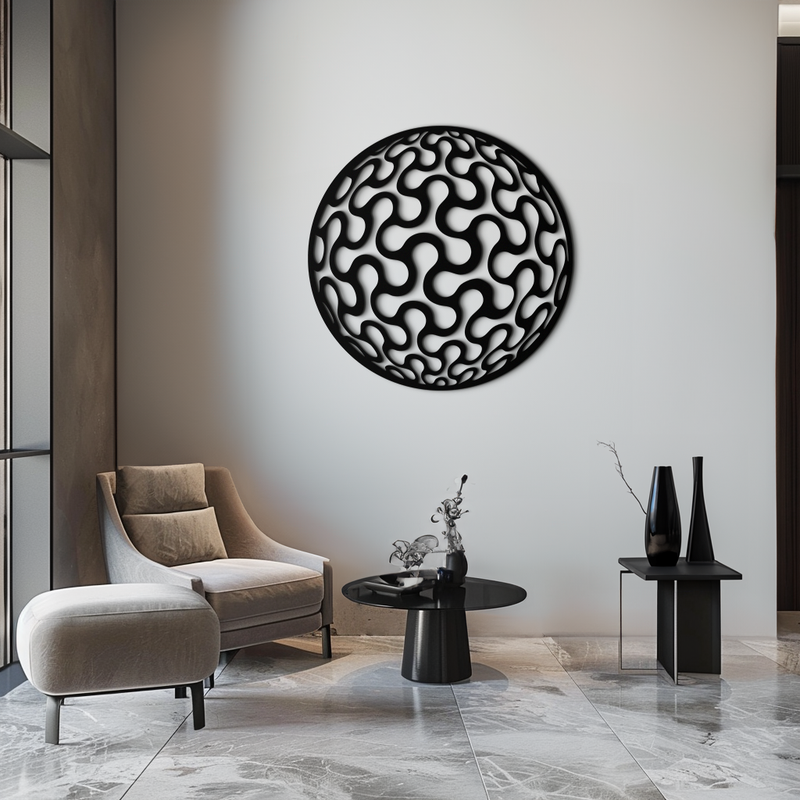 Abstract Sphere Pattern Metal Wall Art – Modern Round Geometric Decor for Home or Office - KAF585