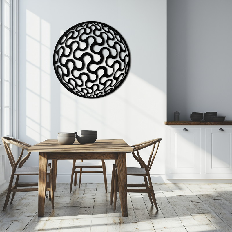 Abstract Sphere Pattern Metal Wall Art – Modern Round Geometric Decor for Home or Office - KAF585
