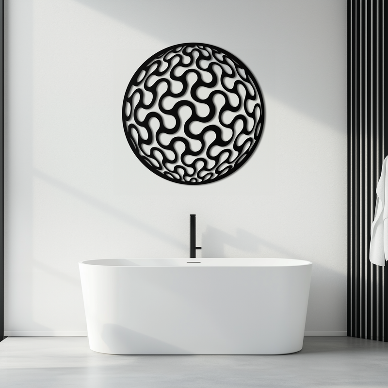 Abstract Sphere Pattern Metal Wall Art – Modern Round Geometric Decor for Home or Office - KAF585