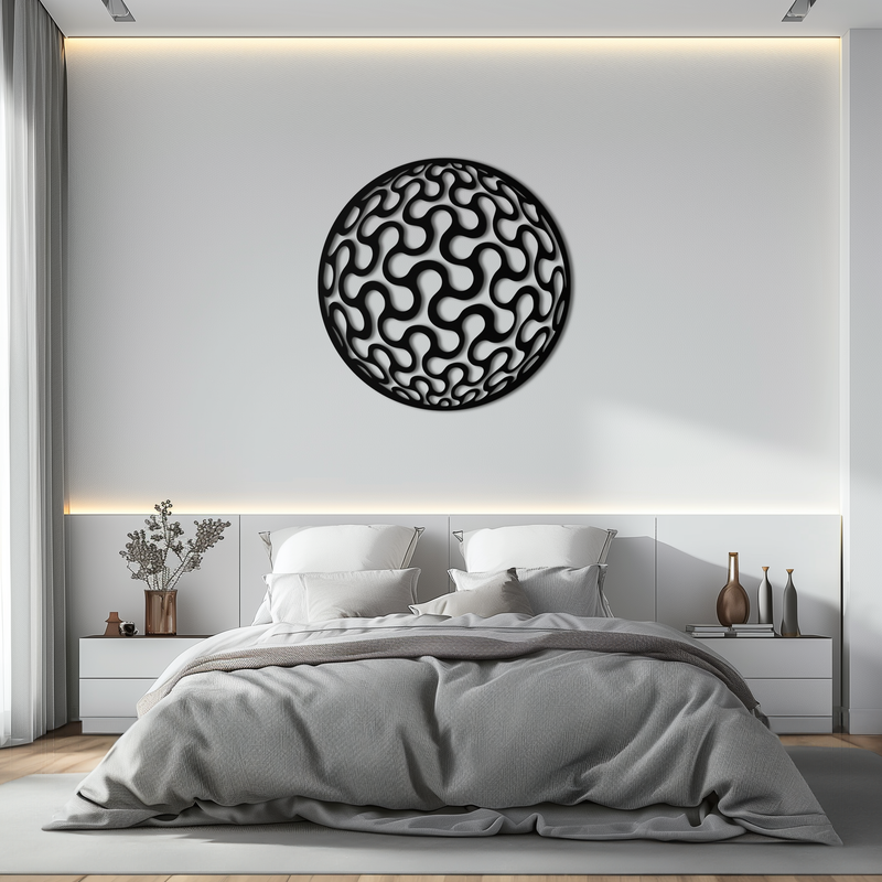 Abstract Sphere Pattern Metal Wall Art – Modern Round Geometric Decor for Home or Office - KAF585