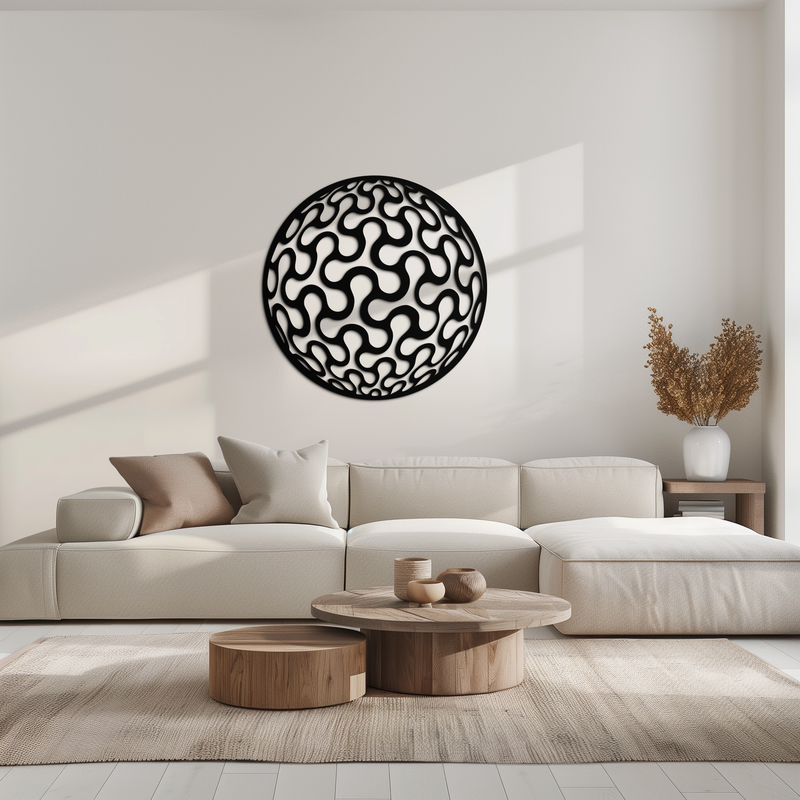 Abstract Sphere Pattern Metal Wall Art – Modern Round Geometric Decor for Home or Office - KAF585