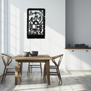 Reading Lady Metal Wall Art – Book Lover Silhouette with Moon and Mountains-KAF616