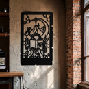 Reading Lady Metal Wall Art – Book Lover Silhouette with Moon and Mountains-KAF616
