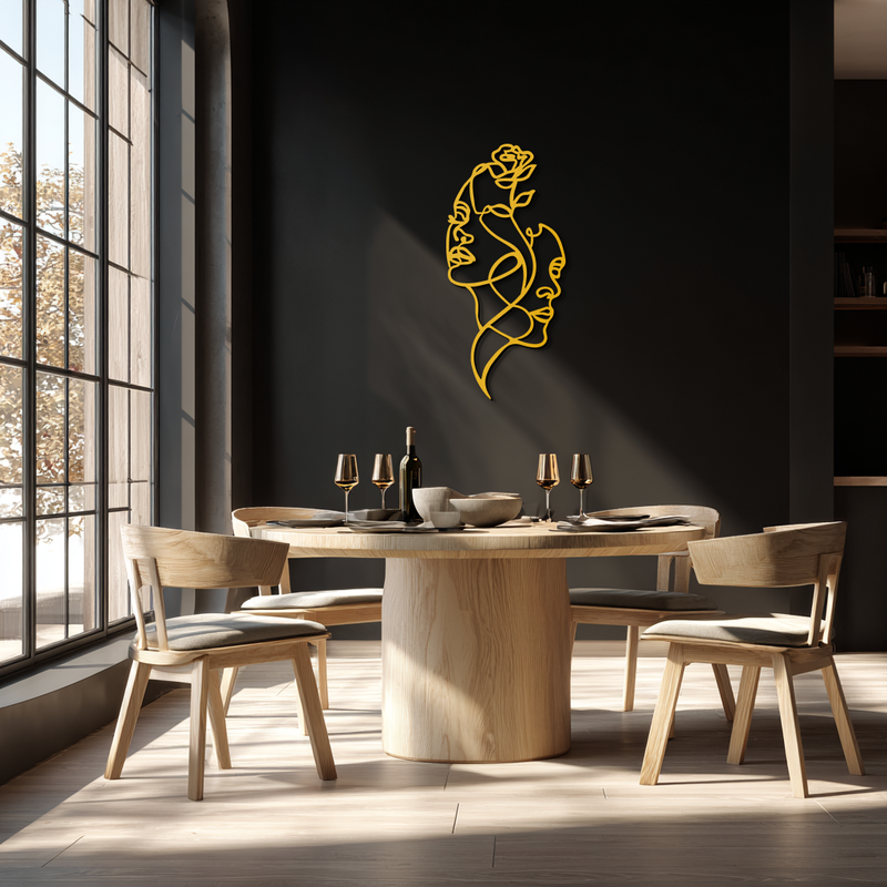 Abstract Line Art Woman Faces Metal Wall Art – Modern Minimalist Home Decor-KAF620