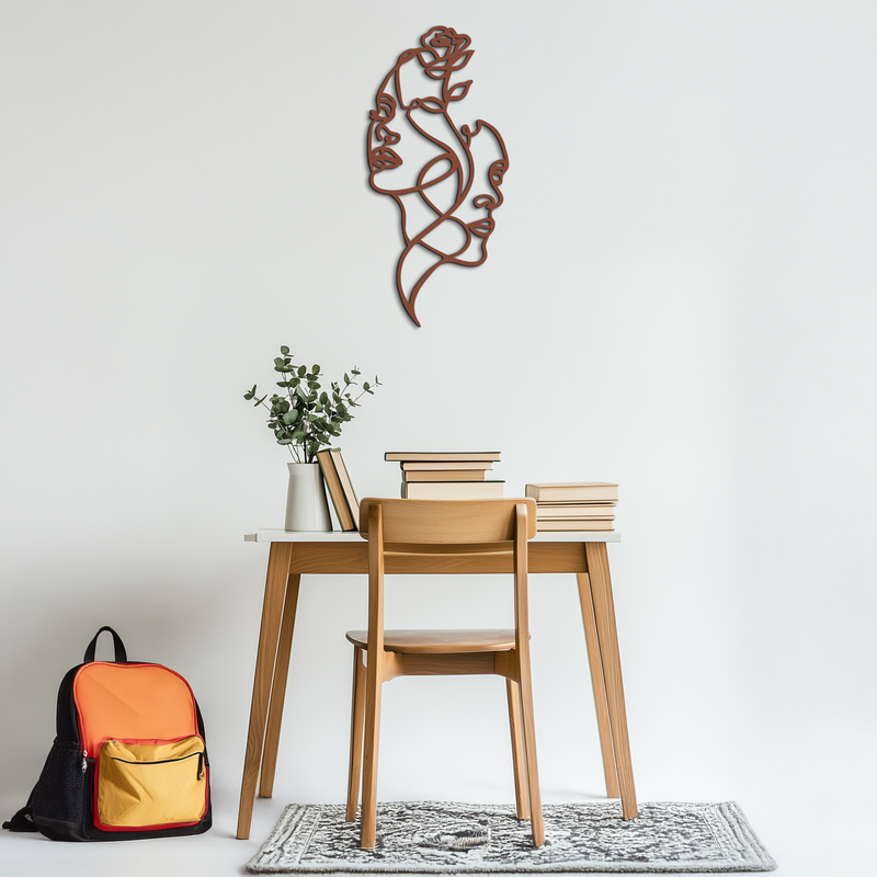 Abstract Line Art Woman Faces Metal Wall Art – Modern Minimalist Home Decor-KAF620