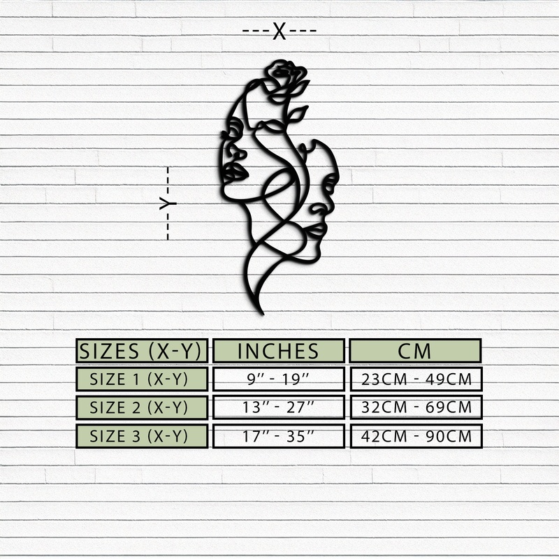 Abstract Line Art Woman Faces Metal Wall Art – Modern Minimalist Home Decor-KAF620