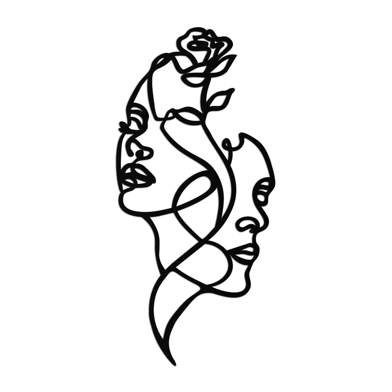 Abstract Line Art Woman Faces Metal Wall Art – Modern Minimalist Home Decor-KAF620