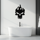 Flaming Skull Metal Wall Art – Bold Gothic Flame Skull Design- KAF623