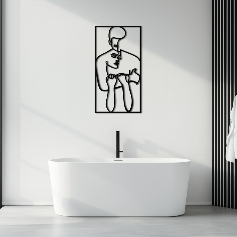 act Couple Line Art Metal Wall Decor Abstr– Modern Minimalist Love Artwork- KAF625