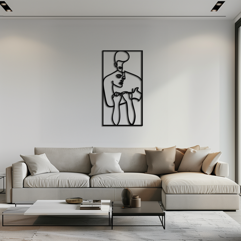 act Couple Line Art Metal Wall Decor Abstr– Modern Minimalist Love Artwork- KAF625