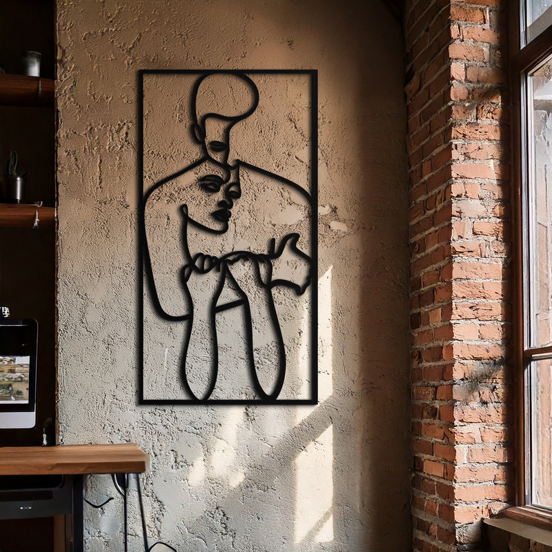 act Couple Line Art Metal Wall Decor Abstr– Modern Minimalist Love Artwork- KAF625