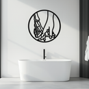 Skeleton and Human Hand Holding – Round Metal Wall Art- KAF628