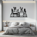Modern Minimalist Vase Silhouette Metal Wall Art – Geometric Botanical Decor for Living Spaces- KAF631