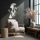 Skeleton Embrace Rose Lady Metal Wall Art – Romantic Gothic Silhouette Decor- KAF632