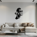 Skeleton Embrace Rose Lady Metal Wall Art – Romantic Gothic Silhouette Decor- KAF632