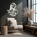 Woman and Rose Silhouette Metal Wall Art – Floral Line Art Metal Decor- KAF633