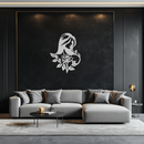 Woman and Rose Silhouette Metal Wall Art – Floral Line Art Metal Decor- KAF633