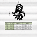 Woman and Rose Silhouette Metal Wall Art – Floral Line Art Metal Decor- KAF633