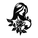 Woman and Rose Silhouette Metal Wall Art – Floral Line Art Metal Decor- KAF633