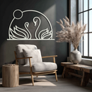 Elegant Swan Couple Silhouette Metal Wall Art – Romantic Bird Design for Home Decor- KAF634