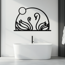 Elegant Swan Couple Silhouette Metal Wall Art – Romantic Bird Design for Home Decor- KAF634