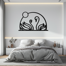 Elegant Swan Couple Silhouette Metal Wall Art – Romantic Bird Design for Home Decor- KAF634