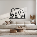 Elegant Swan Couple Silhouette Metal Wall Art – Romantic Bird Design for Home Decor- KAF634