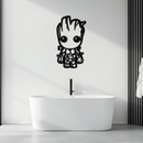 Baby Groot Silhouette Metal Wall Art – Cute Comic Character Metal Decor for Kids and Fans- KAF636