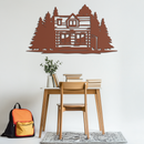 Mountain Log Cabin Metal Wall Art – Nature Inspired Outdoor Wall Decor for Home & Lodge- KAF640