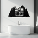 Mountain Log Cabin Metal Wall Art – Nature Inspired Outdoor Wall Decor for Home & Lodge- KAF640