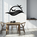 Flying Birds Over Sunset Metal Wall Art – Modern Nature-Inspired Silhouette Decor - KAF644