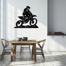 Dynamic Motocross Rider Metal Wall Art – Off-Road Motorcycle Silhouette Decor - KAF645