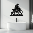 Dynamic Motocross Rider Metal Wall Art – Off-Road Motorcycle Silhouette Decor - KAF645
