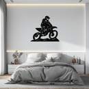 Dynamic Motocross Rider Metal Wall Art – Off-Road Motorcycle Silhouette Decor - KAF645