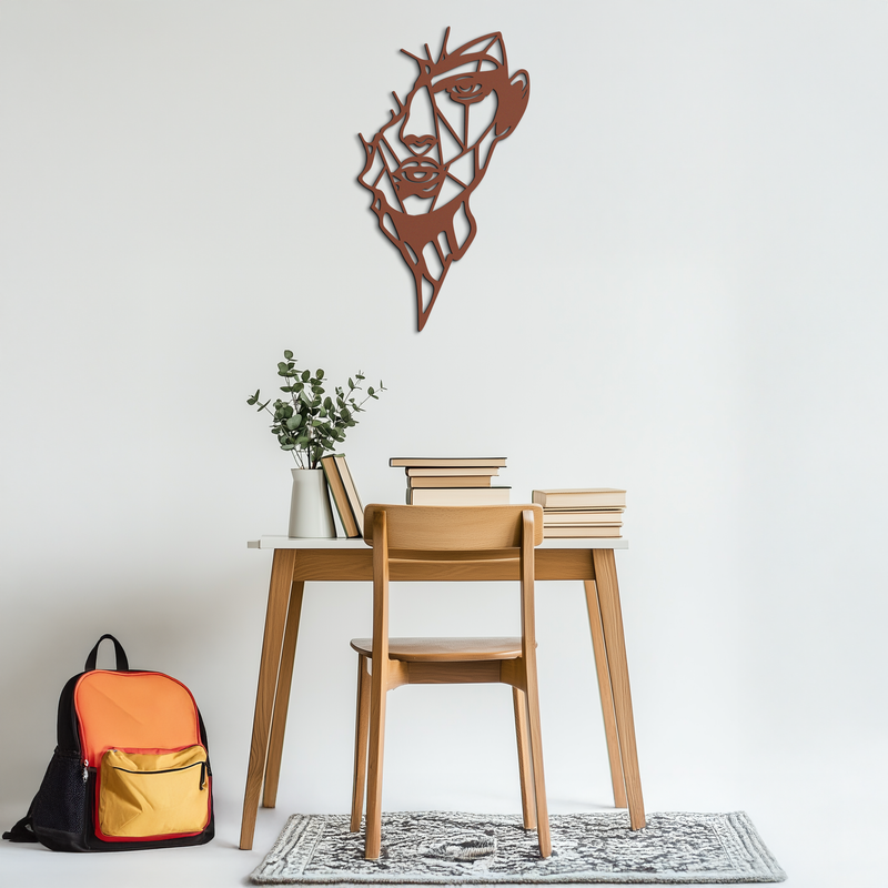 Abstract Line Art Woman Face Metal Wall Art – Modern Feminine Silhouette Decor- KAF650