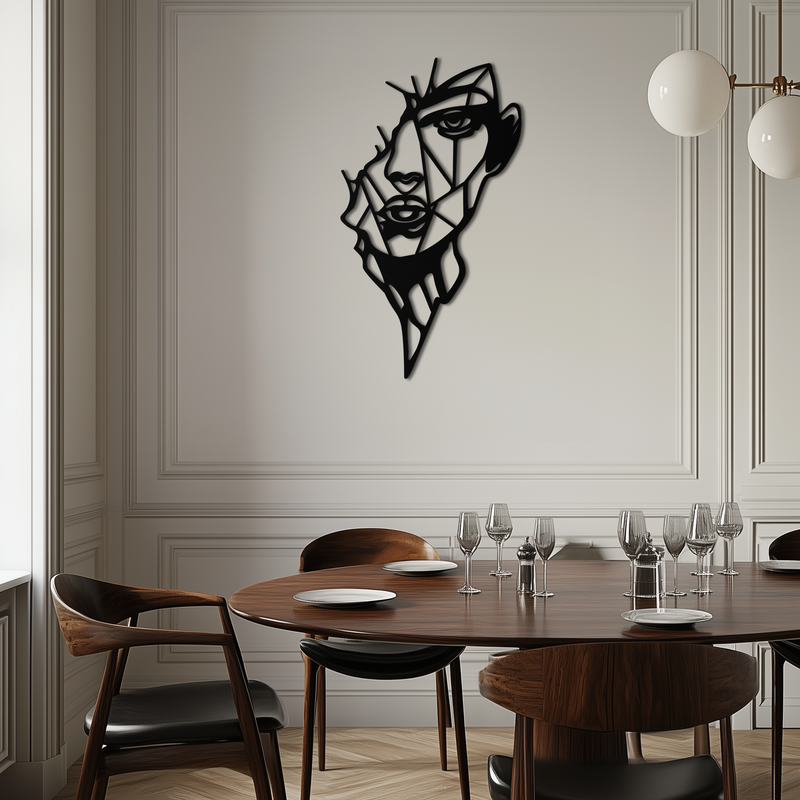 Abstract Line Art Woman Face Metal Wall Art – Modern Feminine Silhouette Decor- KAF650