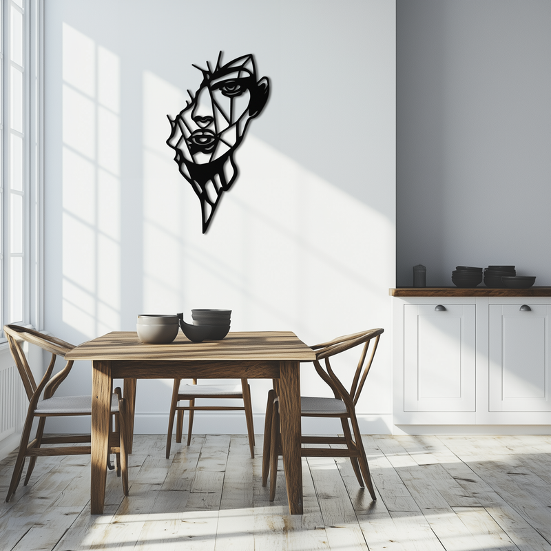 Abstract Line Art Woman Face Metal Wall Art – Modern Feminine Silhouette Decor- KAF650