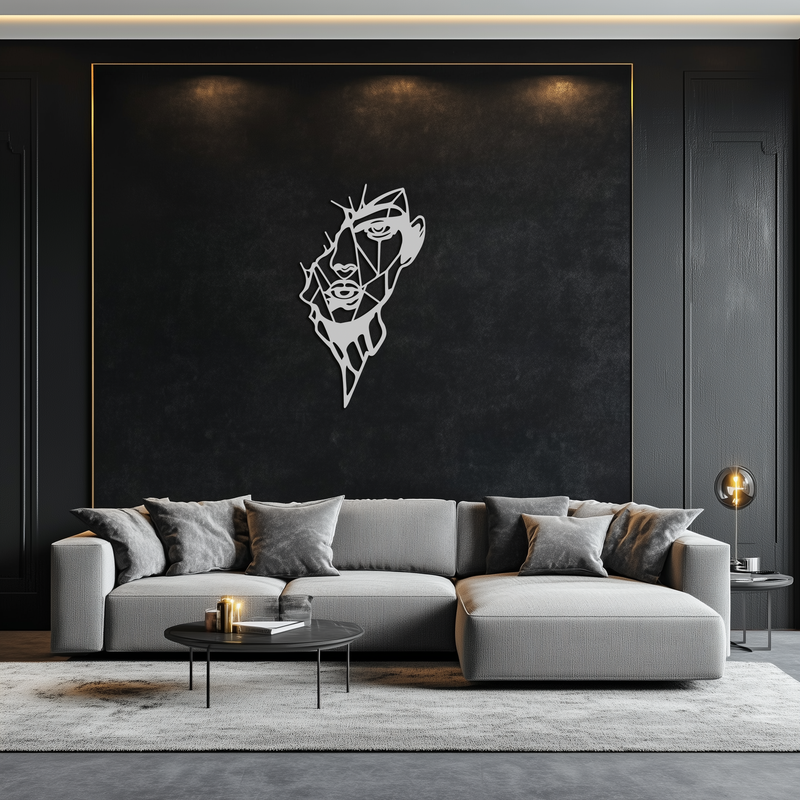 Abstract Line Art Woman Face Metal Wall Art – Modern Feminine Silhouette Decor- KAF650