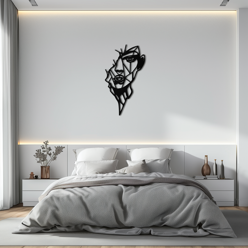 Abstract Line Art Woman Face Metal Wall Art – Modern Feminine Silhouette Decor- KAF650