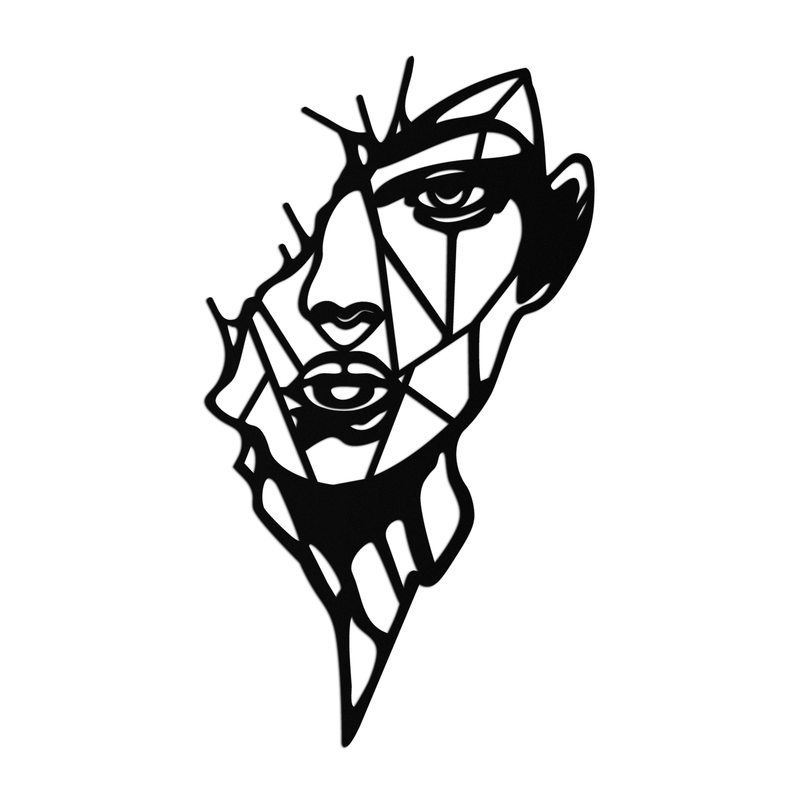 Abstract Line Art Woman Face Metal Wall Art – Modern Feminine Silhouette Decor- KAF650