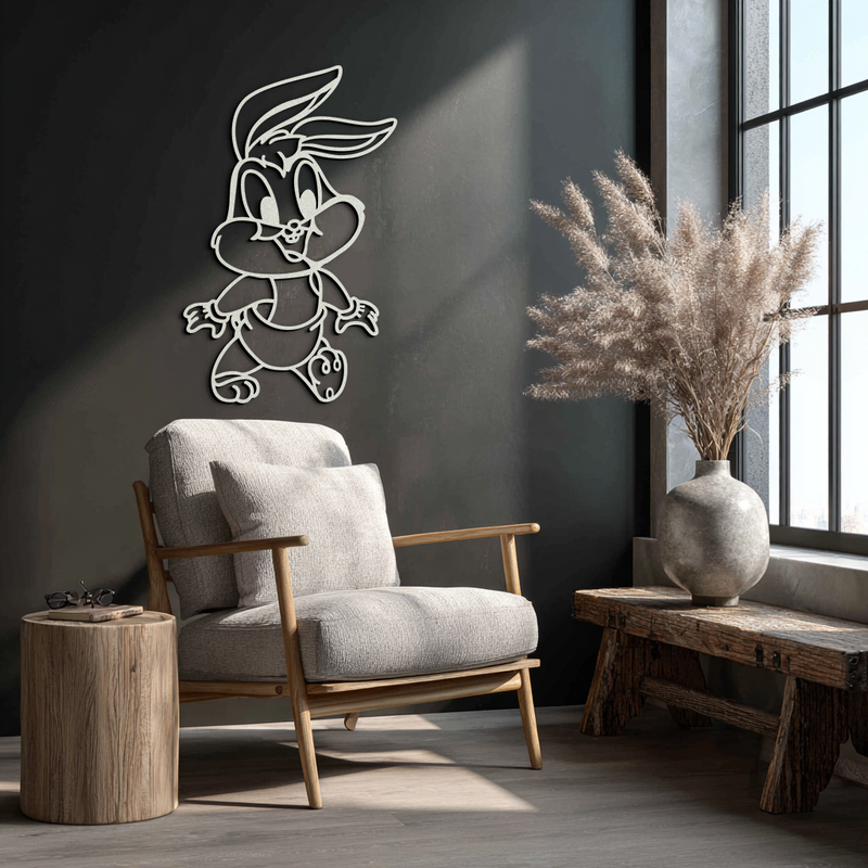 Baby Bugs Bunny Metal Wall Art – Classic Cartoon Character Silhouette for Fans- KAF659
