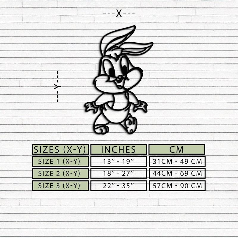 Baby Bugs Bunny Metal Wall Art – Classic Cartoon Character Silhouette for Fans- KAF659