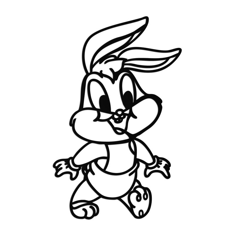 Baby Bugs Bunny Metal Wall Art – Classic Cartoon Character Silhouette for Fans- KAF659