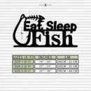 "Eat, Sleep, Fish" Metal Wall Art – Fishing Enthusiast Design with Hook and Phrase- KAF670